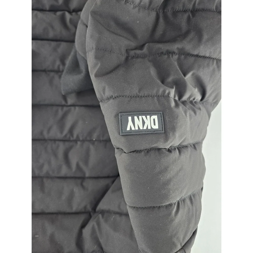DKNY Quilted‎ Hooded Bomber Puffy Jacket Mens Sz M Black 4 Way Stretch NWT - Picture 10 of 10